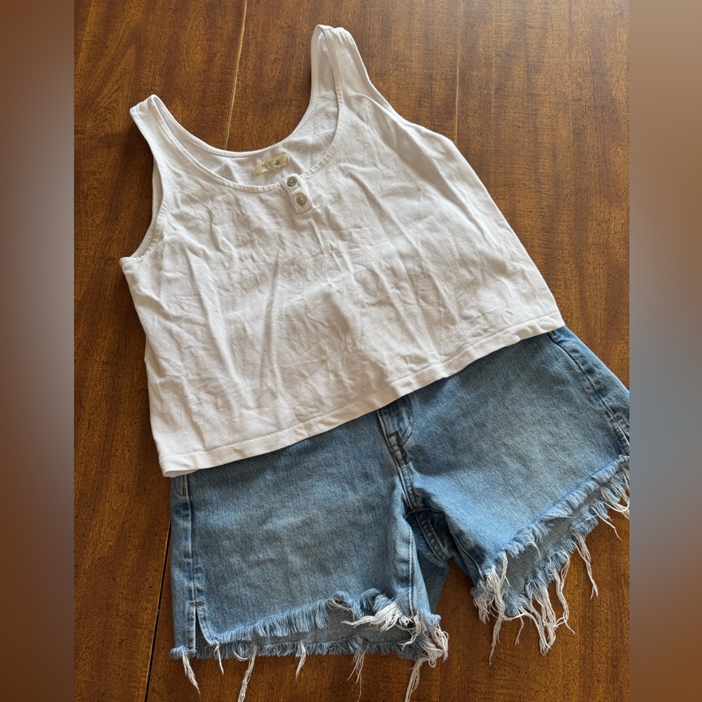 Madewell White Textured Top